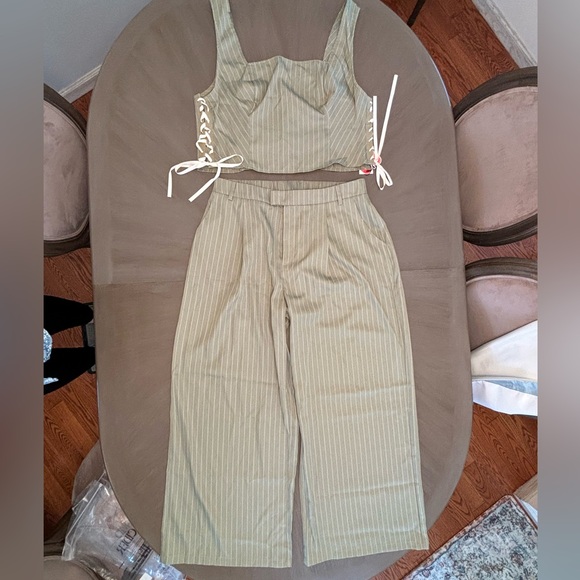 Cider Pants - NWT Cider Green Pinstripe Set - Top 2x/Bottoms 1x